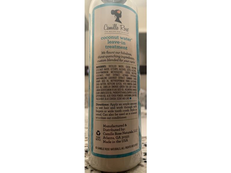Camille Rose Leave-In Detangling Hair Treatment, Coconut Water, No 02, 8 oz/240 mL
