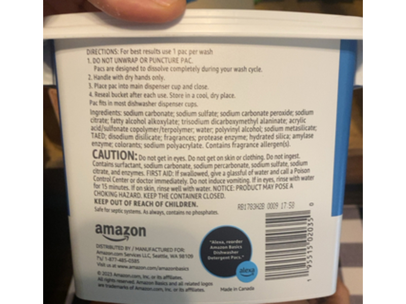 Amazon Basics Dishwasher Detergent Pacs, Fresh Scent, 40.2 oz/2.51 Lb, 85 Count