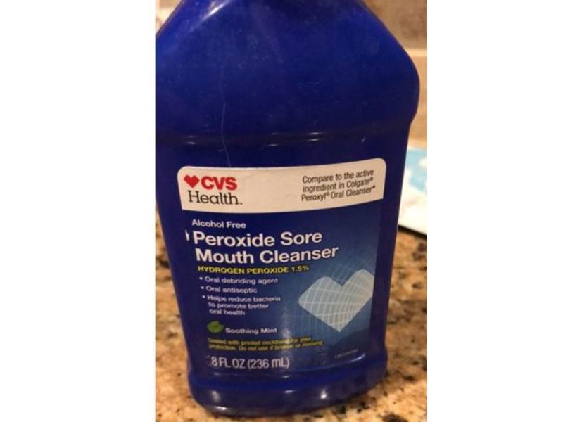 CVS Health Peroxide Sore Mouth Cleanser, Soothing Mint, 8 fl oz/236 mL