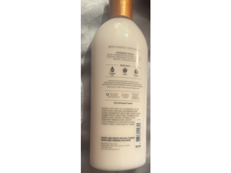 Bath & Body Works At The Beach Moisturizing Conditioner, Vitamin B5 + Aloe, 16 fl oz/473 mL