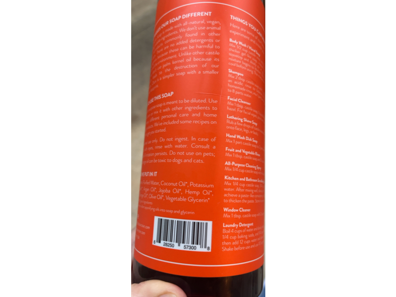 Cove Castile Soap, Citrus, 33.8 fl oz/1 L