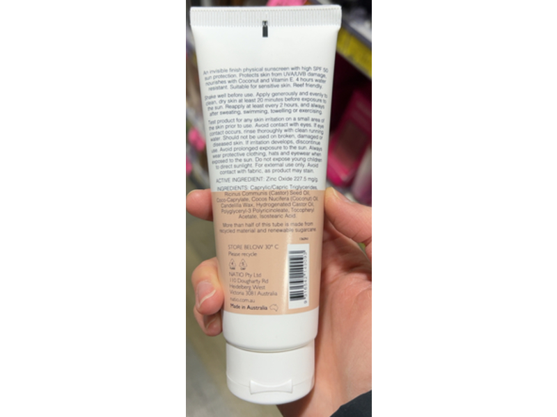 Natio Sun Clear Zinc Mineral Sunscreen, Coconut & Vitamin E, SPF 50, 3.5 oz/100 g