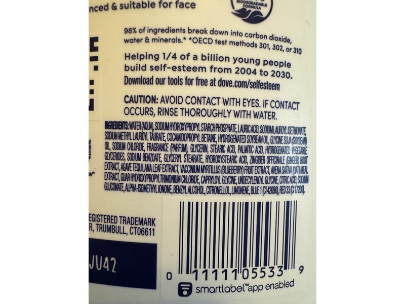 Dove Unwind Body Wash, Blueberry + Moon Milk, 30.6 fl oz