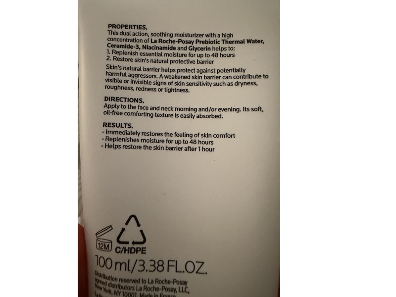 La Roche-Posay Toleriane Double Repair Face Moisturizer, Ceramide-3+Niacinamide, 3.38 fl oz/100 mL