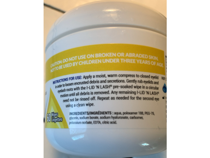 I - Med Pharma I-Lid 'N Lash Daily Cleansing Gel, Hyaluronan, 60 Wipes