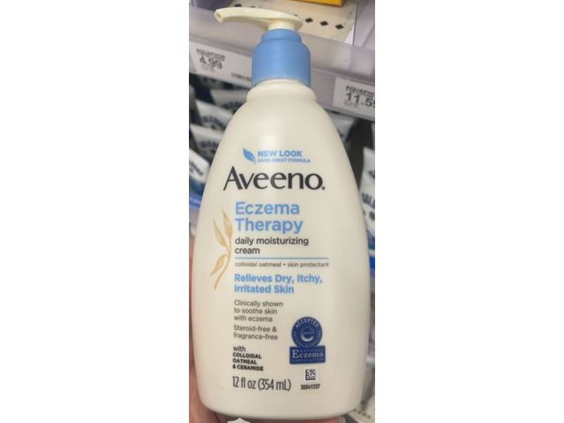 Aveeno Eczema Therapy Daily Moisturizing Cream, Relieves Dry, Itchy, Irritated Skin, 12 fl oz/354 mL