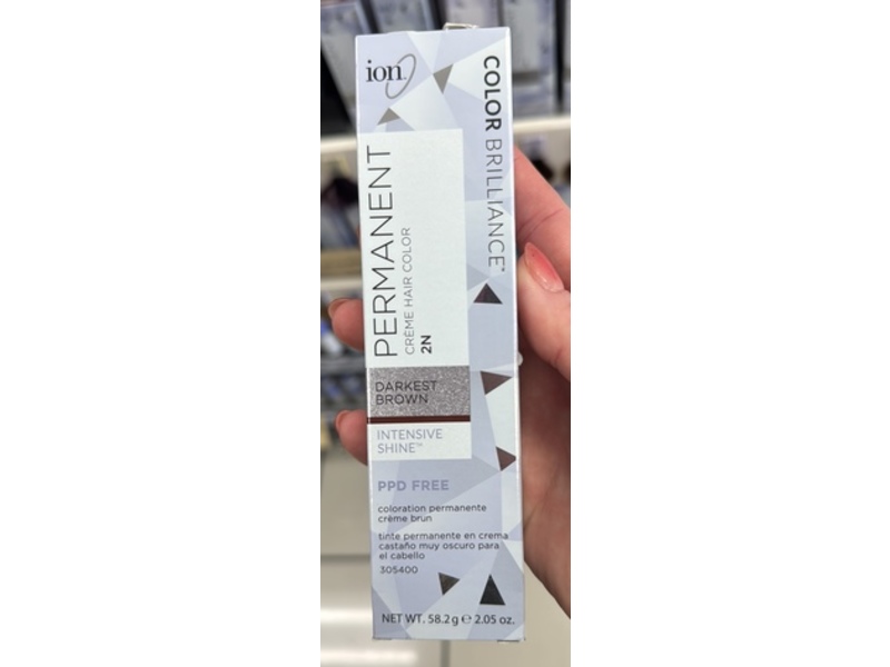 Ion Permanent Creme Hair Color, 2N Darkest Brown, 2.05 oz/58.2 g