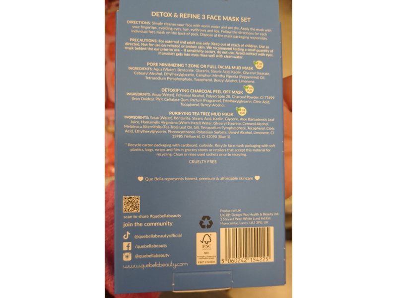 Que Bella Detox & Refine Face Mask Set, 0.35 oz/10 g & 0.5 oz/15 g