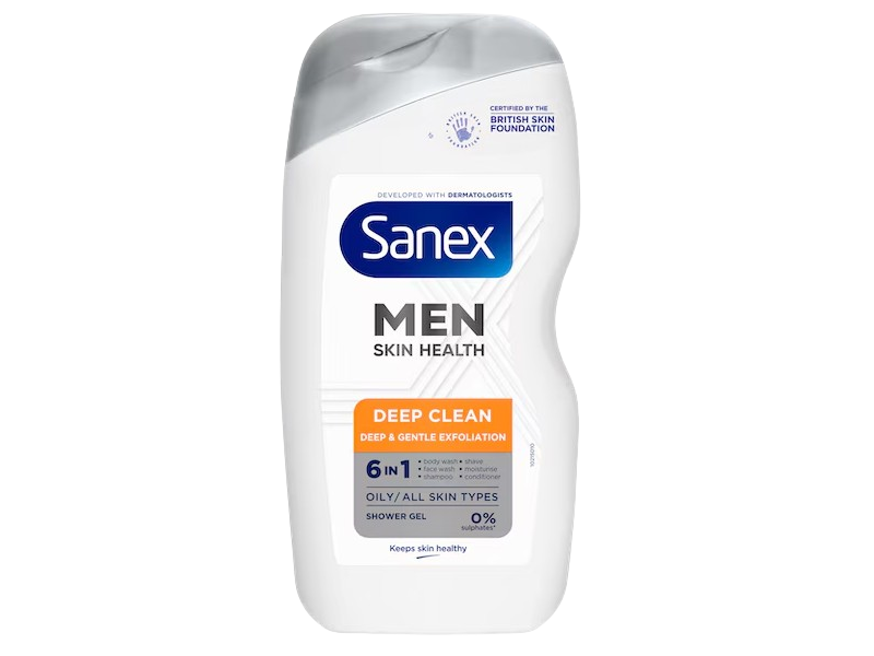Sanex Men Skin Health 6 In 1 Shower Gel, Deep Clean, 400 mL
