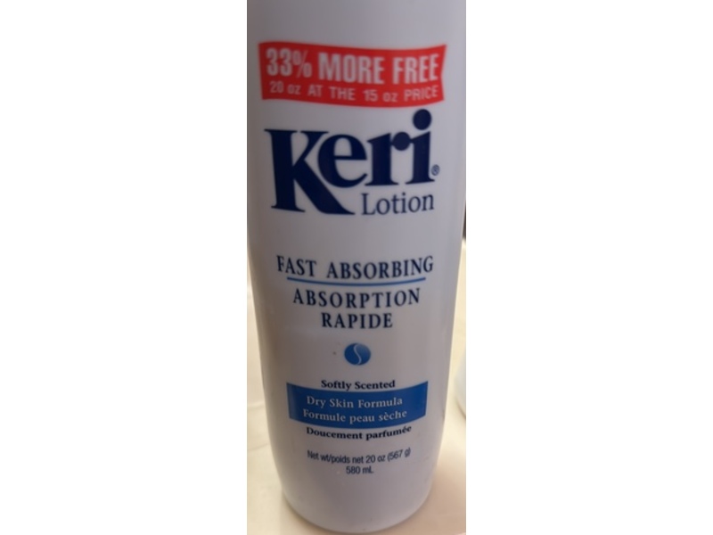 Keri Lotion Fast Absorbing Lotion, Softly Scented, 20 oz/567 g