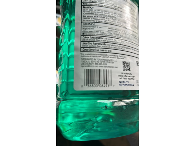 TopCare Antiseptic Mouth Rinse, Spring Mint, 50.7 fl oz/1.5 L