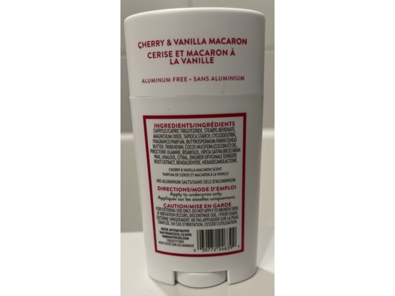 Native Deodorant, Cherry & Vanilla Macaron , 2.65 oz/75 g