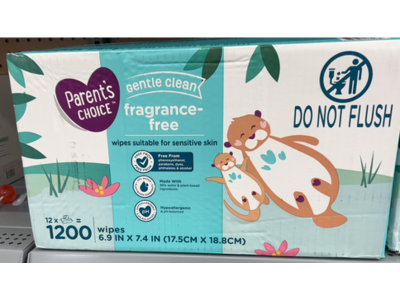 Parent's Choice Gentle Clean Wipes, 1200 Count