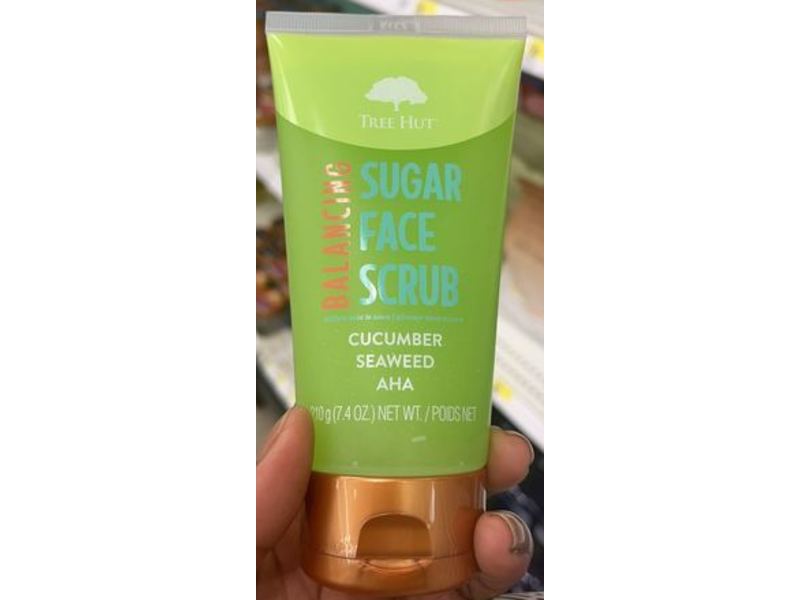 Tree Hut Balancing Sugar Face Scrub, Cucumber Seaweed Aha, 7.4 oz/210 g