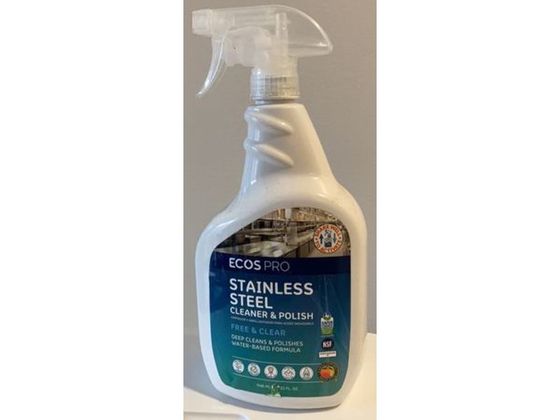 Ecos Pro Stainless Steel Cleaner & Polish, Free & Clear, 32 fl oz/946 mL