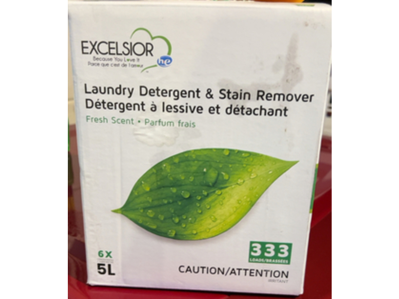 Excelsior Laundry Detergent & Stain Remover, Fresh Scent, 333 Loads, 5 L