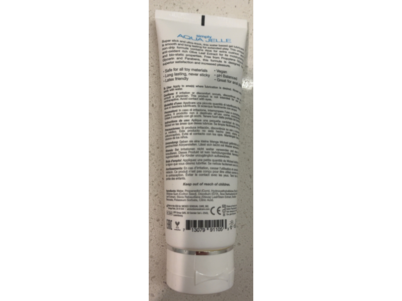 Wicked Sensual Care Simple Aqua Jelly Lubricant, Olive Leaf Extract, 4.0 fl oz/120 mL