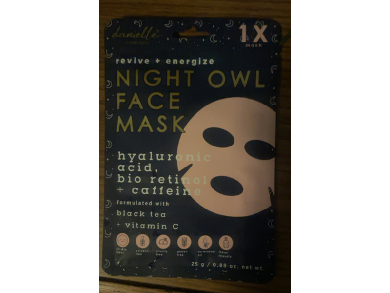 Danielle Night Owl Face Mask, Black Tea + Vitamin C, 0.88 oz/25 g