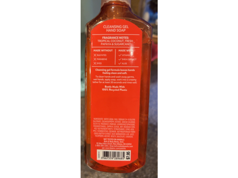 Bath & Body Works Cleansing Gel Hand Soap, Island Papaya, 8 fl oz/236 mL