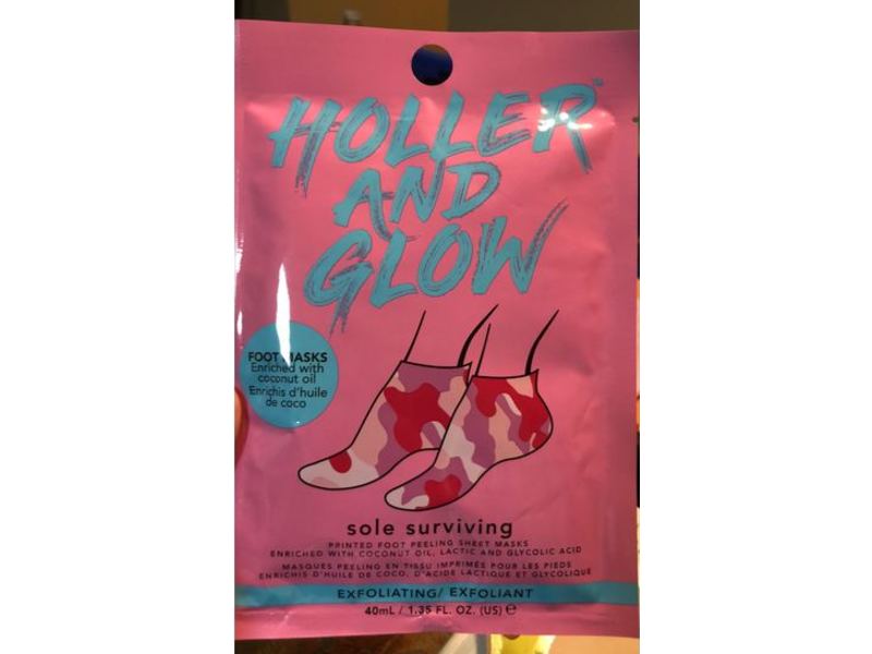 Holler And Glow Sole Surviving Exfoliating Foot Peeling Sheet Mask, 1.35 fl oz/40 mL