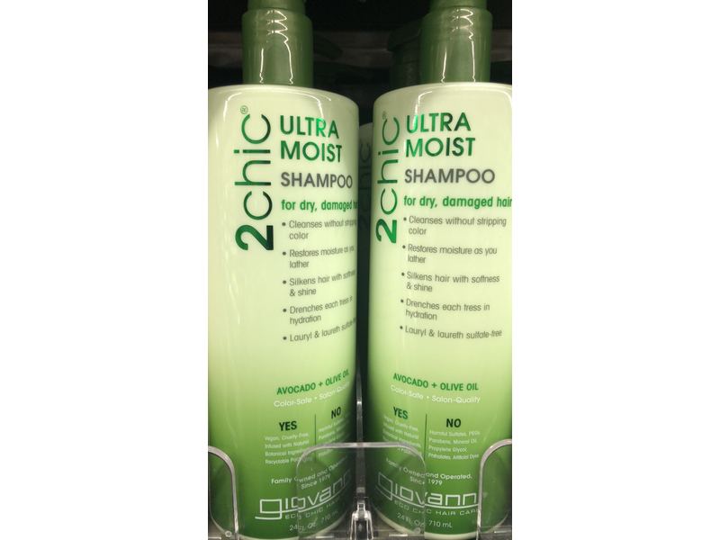 Giovanni 2 Chic Ultra Moist Shampoo, Avocado + Olive Oil, 24 fl oz/710 ml