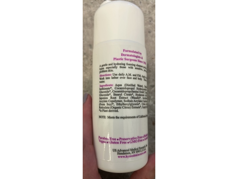 Hymed Gentle Skin Cleanser, Hyaluronic Acid, 6 fl oz/178 mL
