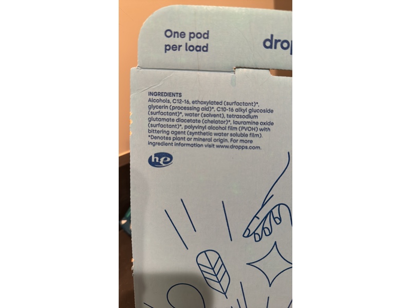 Dropps Laundry Sensitive Skin & Baby Detergent Pods, Unscented, 17.64 oz/500 g, 100 Pods