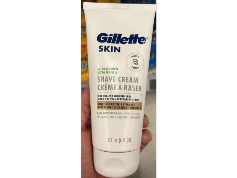 Gillette Skin Shave Cream Ultra Sensitive, Shea Butter & Vitamin E, 6 fl oz/177 mL
