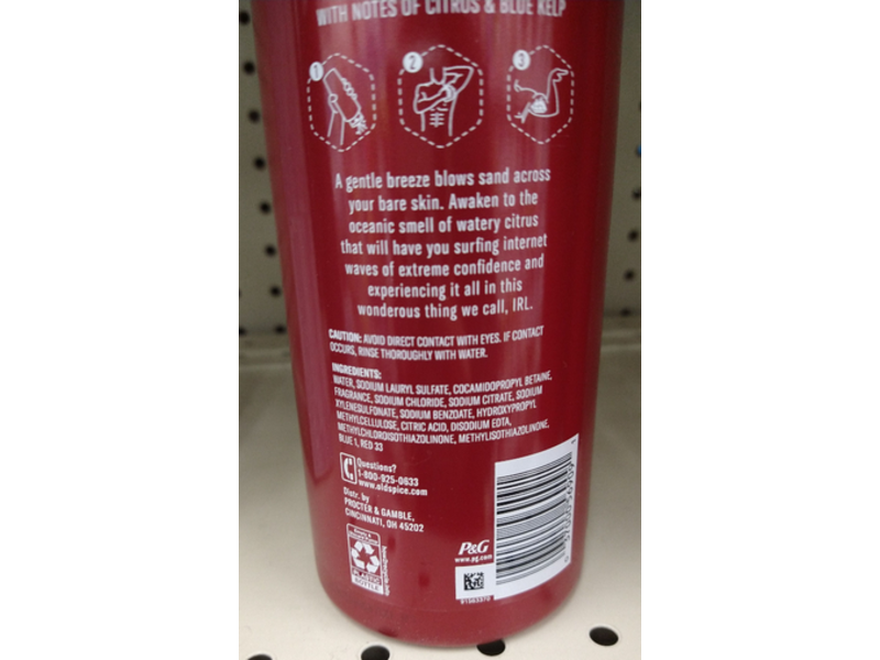 Old Spice Lasting Cologne Scent Body Wash, Sea Spray, 16.9 fl oz/500 mL, Pack Of 4