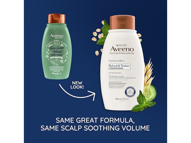 Aveeno Fresh Greens Blend Conditioner, Refresh & Thicken, 18 fl oz/532 mL