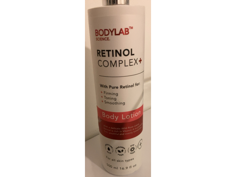 Bodylab Science Retinol Complex + Body Lotion, Wild Rose Scent, 16.9 fl oz/500 mL