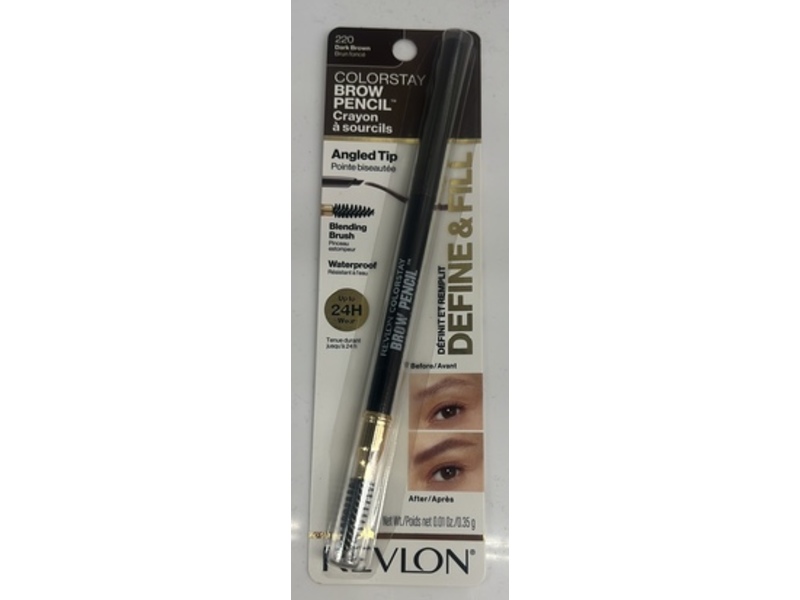 Revlon Colorstay Crayon Brow Pencil, 220 Dark Brown, 0.01 oz/0.35 g