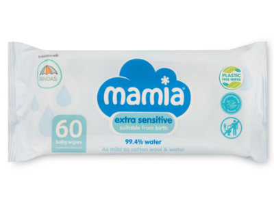 Mamia Extra Sensitive Baby Wipes, 60 Count