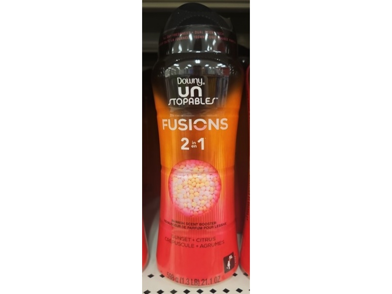 Downy Unstopables Fusions 2 In 1 In-Wash Scent Booster, Sunset & Citrus Scent, 21.1 oz/598 g