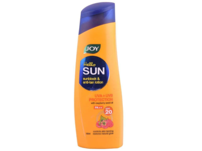 Joy Hello Sunblock & Anti-Tan Lotion, SPF 20 PA++, Raspberry Seed Oil, 200 mL