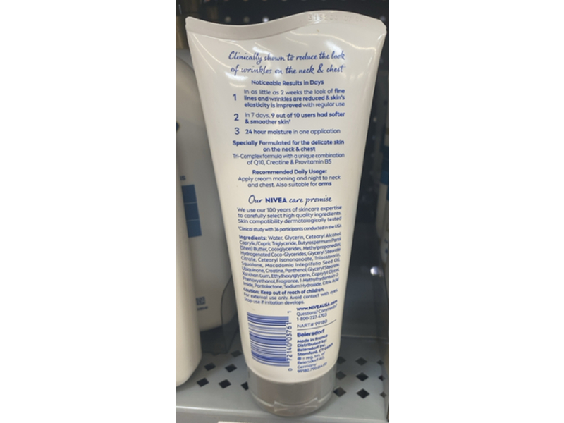 Nivea Skin Firming & Anti Wrinkle Neck & Chest Cream, Q10 & Creatine + Provitamin B5, 6.7 oz/189 g