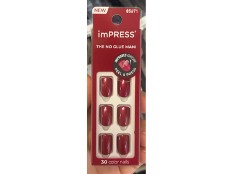 Impress The No Glue Mani Kit, Red Velvet, 30 Count