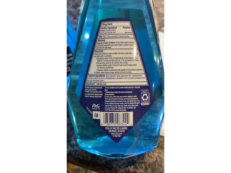 Crest Pro Health Anticavity Fluoride Mouth Wash, Clean Mint, 33.8 fl oz/1 L
