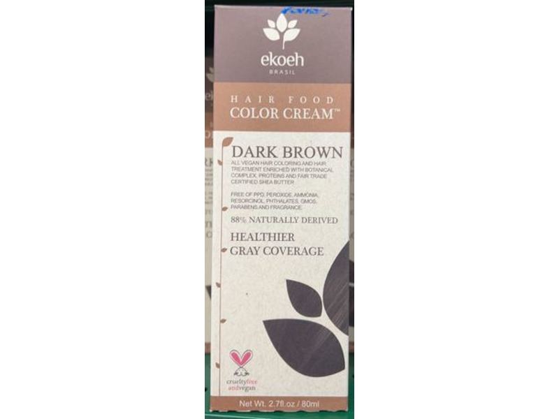 Ekoeh Brasil Hair Food Color Cream, Dark Brown, 2.7 fl oz/80 mL