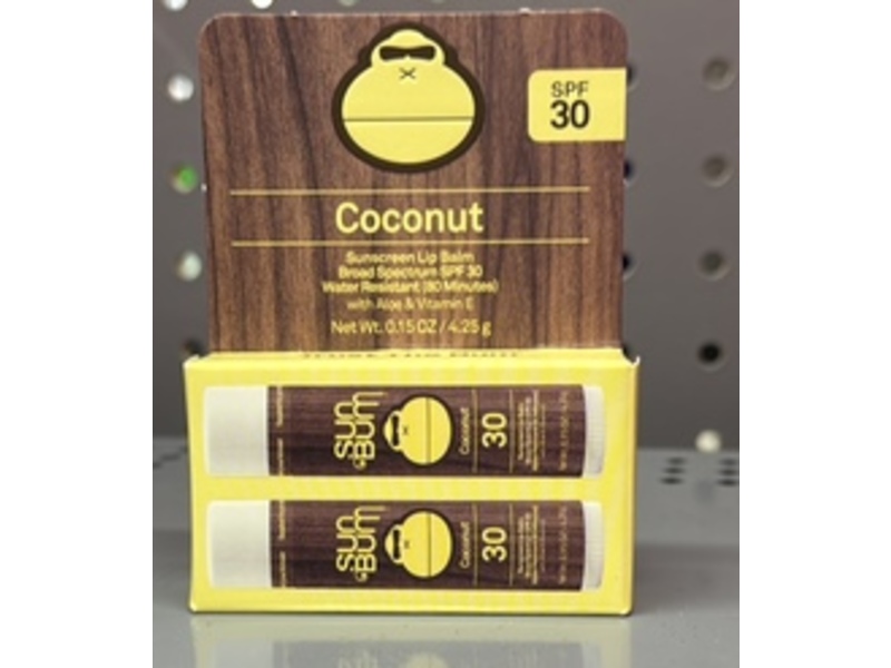 Sun Bum Sunscreen Lip Balm, SPF 30, Coconut, 0.15 oz/4.25 g, Pack Of 2
