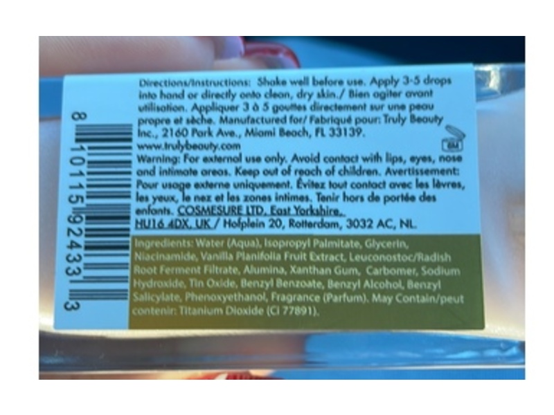 Truly Frost Yourself Smooth + Illuminate Shimmer Body Serum, Niacinamide + Vanilla, 3.1 fl oz/90 mL