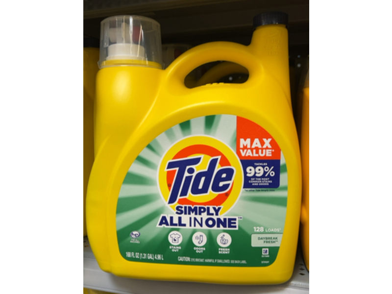 Tide Simply All In One Detergent, Daybreak Fresh, 128 Loads, 168 fl oz/4.96 L