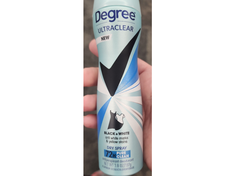 Degree Ultra Clean Dry Spray Antiperspirant Deodorant, Black + White, 3.8 oz/107 g