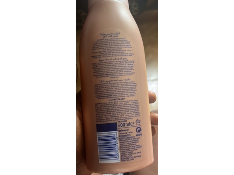 Nivea Radiant & Beauty Body Lotion, Vitamin C, SPF 15, 400 mL