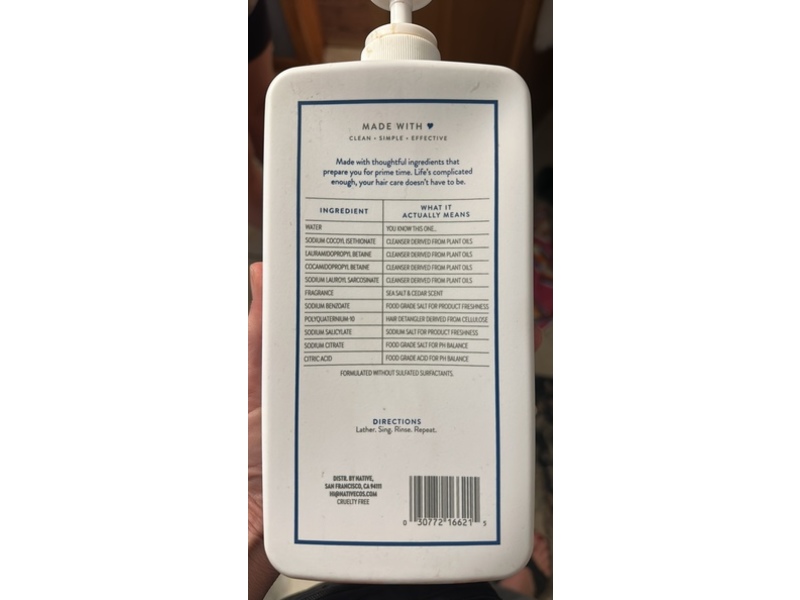 Native Full & Thick 2-In-1 Shampoo & Conditioner, Sea Salt & Cedar, 36 fl oz/1.06 L