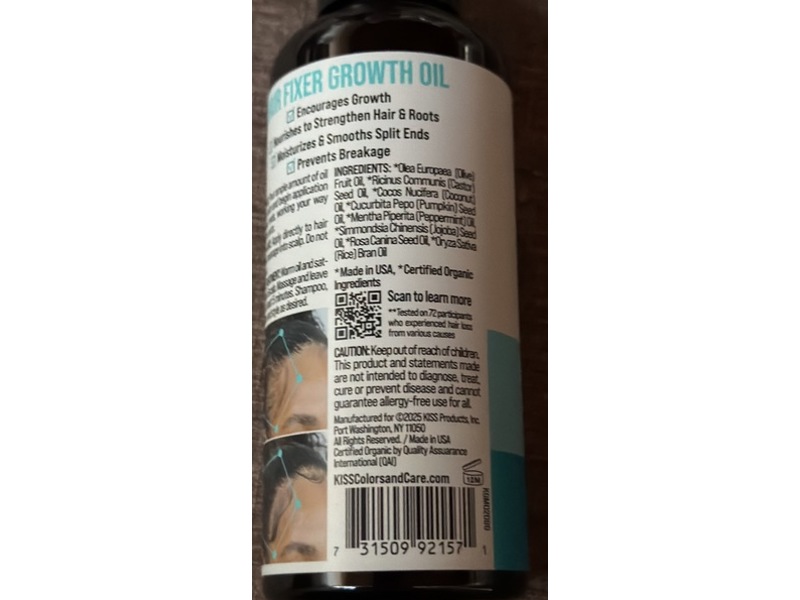 Kiss Colors & Care Hair Fixer Growth Oil, 4.5 fl oz/133 mL