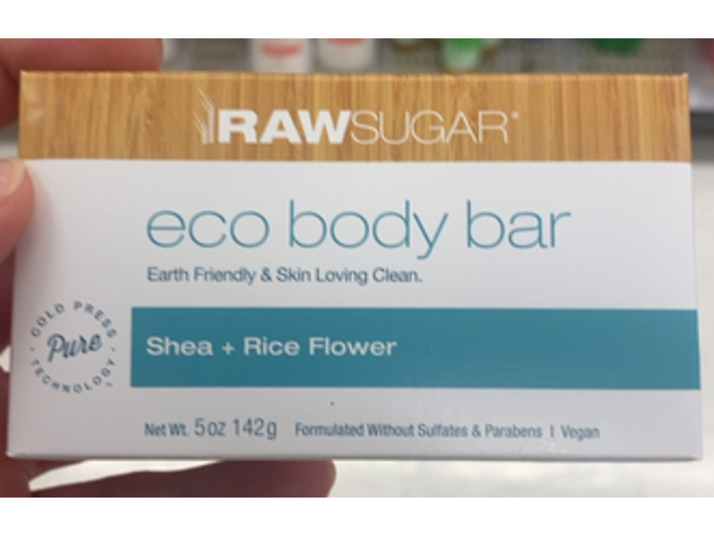 Raw Sugar Eco Body Bar, Shea + Rice Flower, 5 oz/142 g