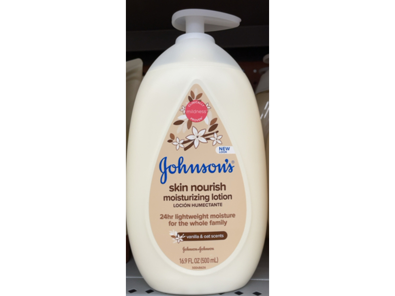 Johnson's Skin Nourish Moisturizing Lotion, Vanilla & Oat Scent, 16.9 fl oz/500 mL