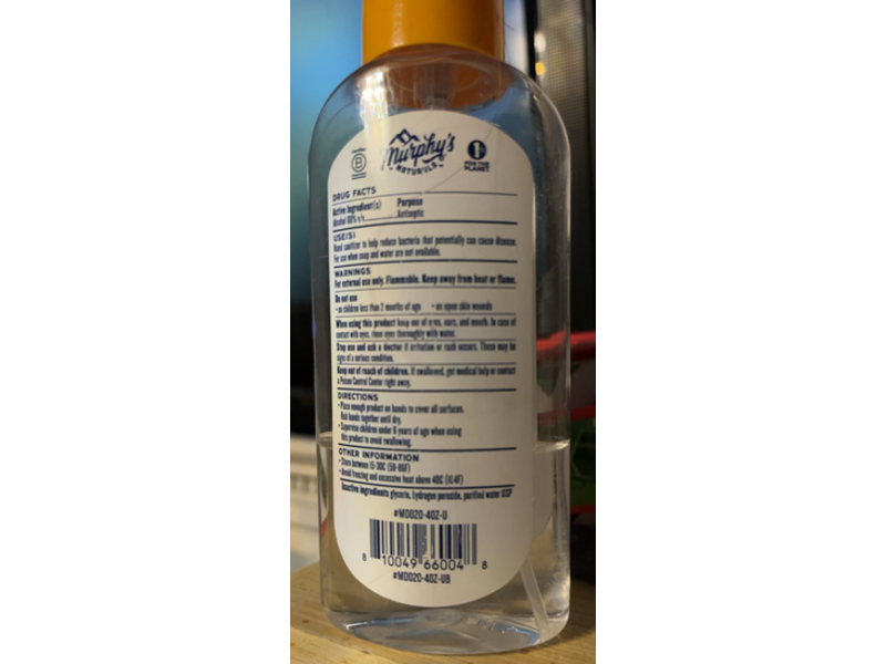 Murphy's Naturals Hand Sanitizer, 4.0 fl oz/118 mL