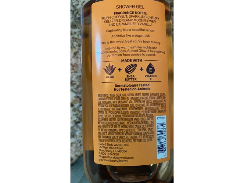 Bath & Body Works Sunset Glow Shower Gel, Shea & Vitamin E, 10 fl oz/295 mL
